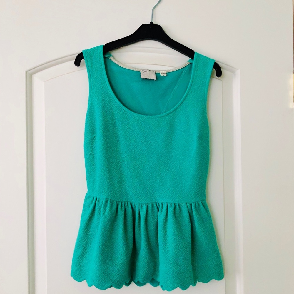Anthropologie Scallop Trim Peplum top